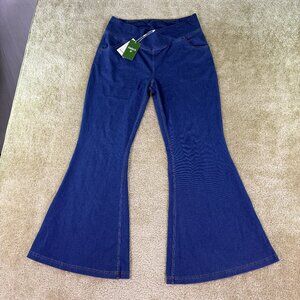 Halara Flex Super Flare Jeans High Waisted Crossover Blue Womens XL Petite E705